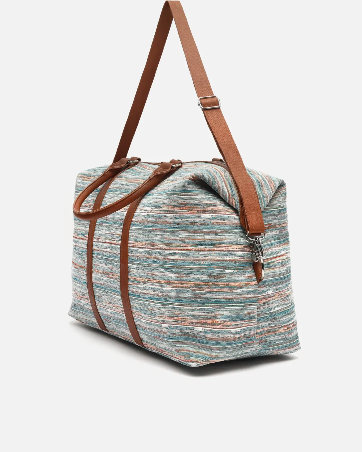 Bolsa fin de semana con bandolera extraíble y estampado jacquard