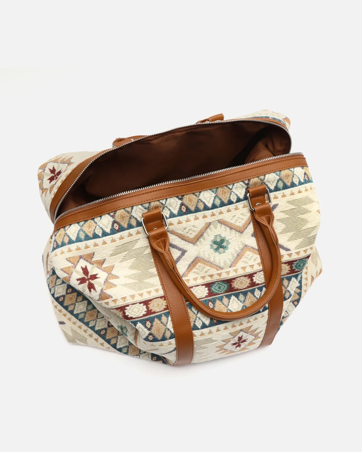 Bolsa fin de semana con estampado jacquard y bandolera extraíble