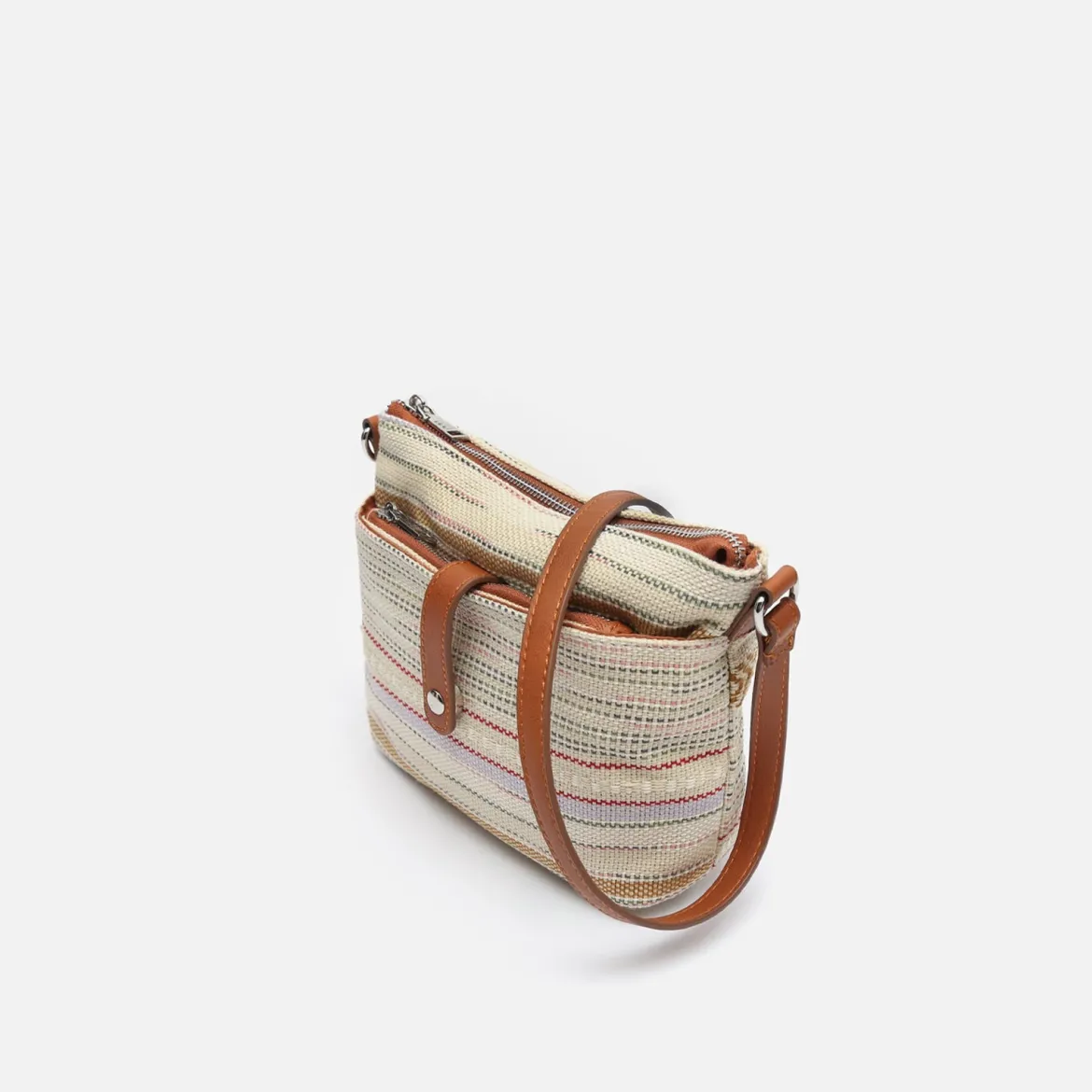 Bolso bandolera con estampado jacquard y neceser pequeño