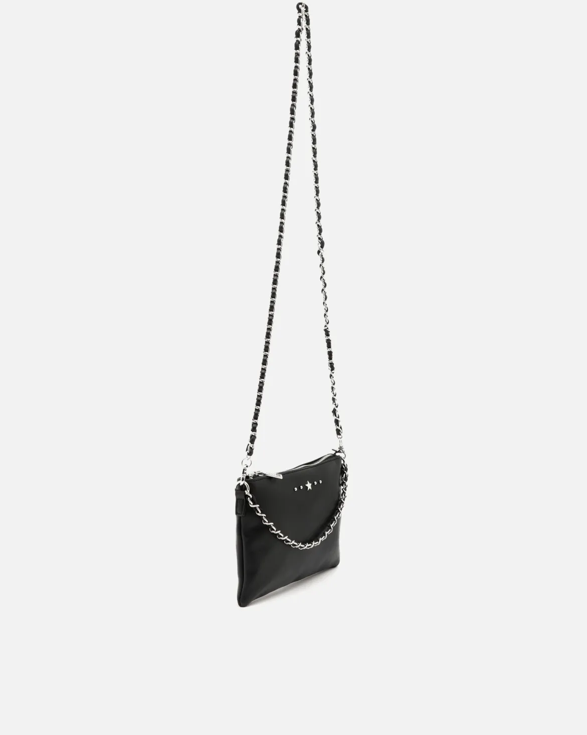 Bolso bandolera de fiesta pequeño con doble cadena extraíble y detalles metálicos