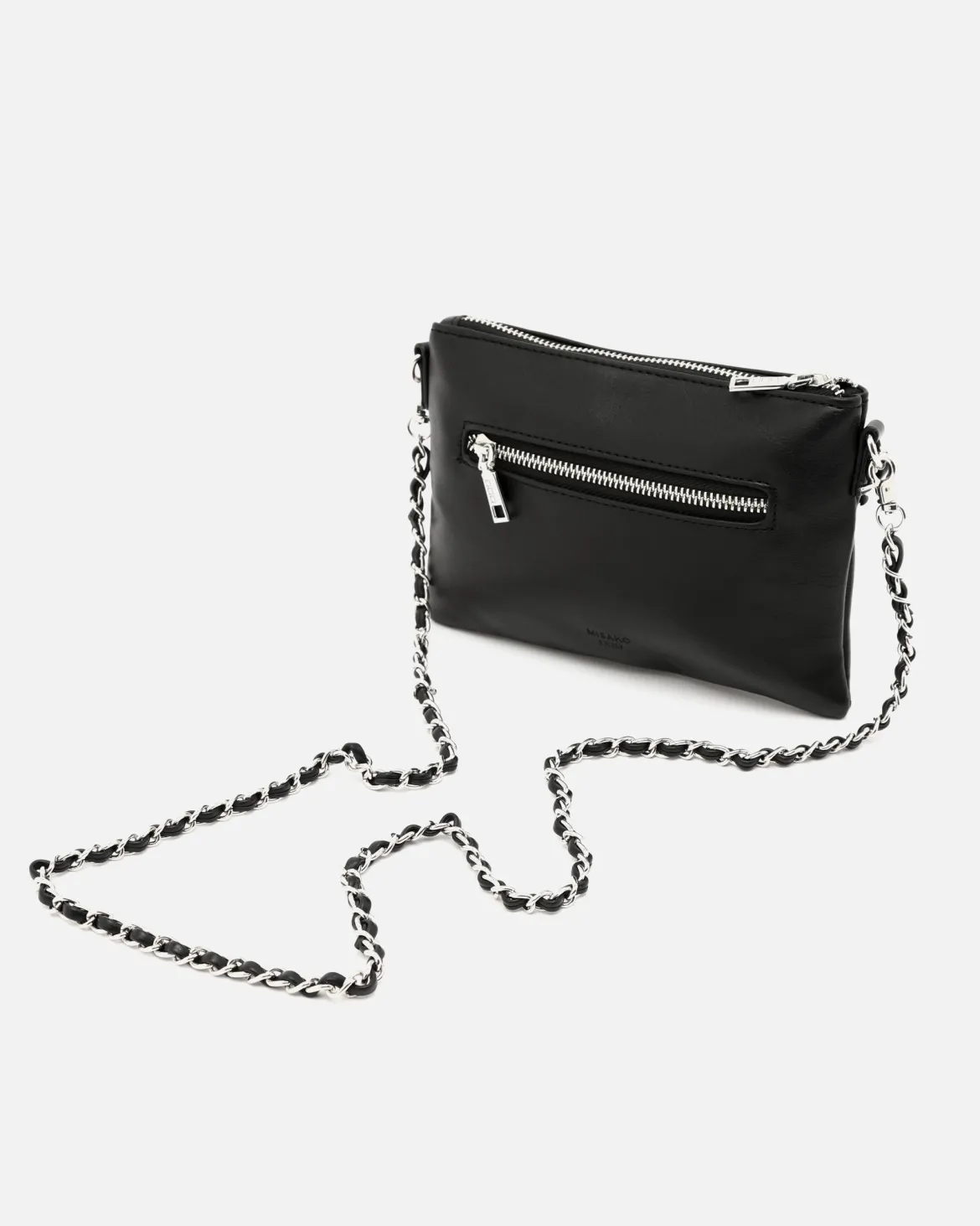 Bolso bandolera de fiesta pequeño con doble cadena extraíble y detalles metálicos