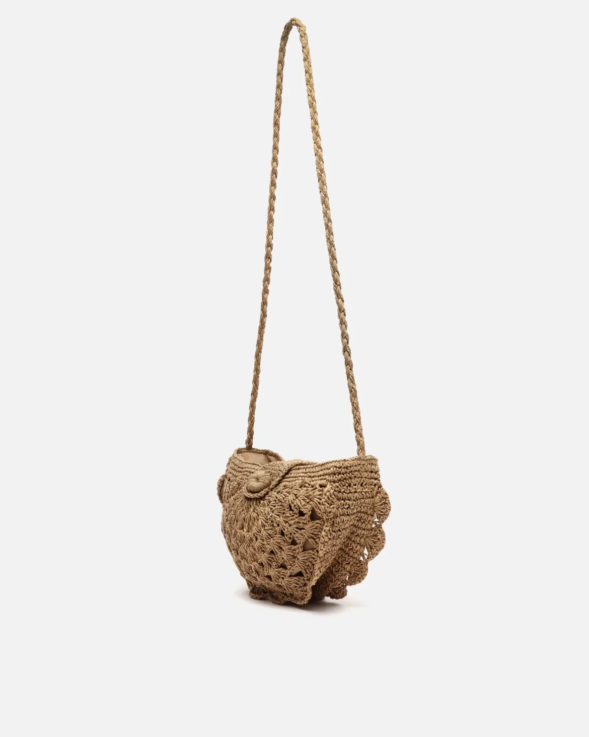 Bolso bandolera media luna efecto rafia