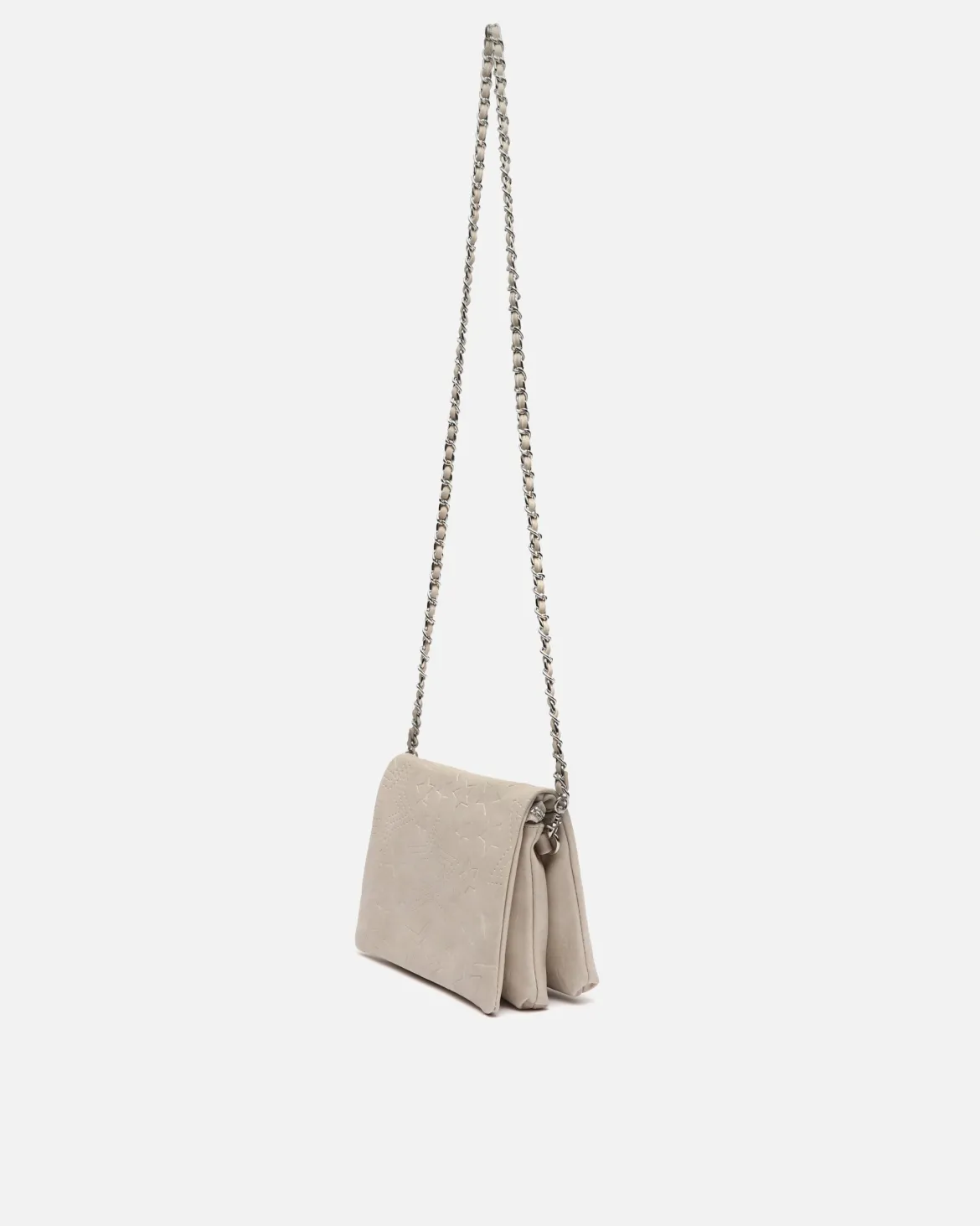 Bolso bandolera pequeño con solapa y grabado de estrellas