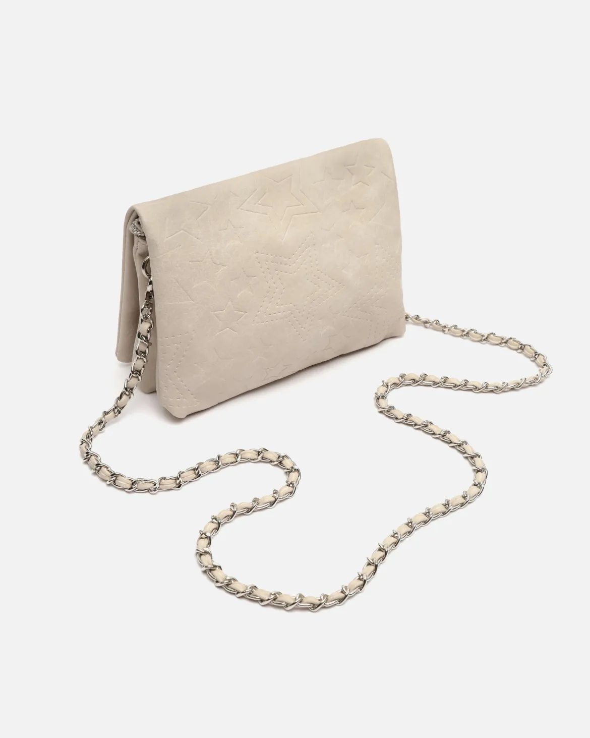 Bolso bandolera pequeño con solapa y grabado de estrellas