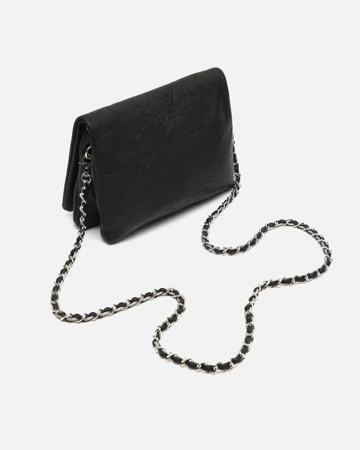 Bolso bandolera pequeño con solapa y grabado de estrellas