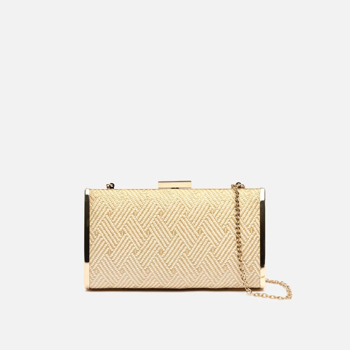 Bolso bandolera pequeño de fiesta efecto rafia con cadena
