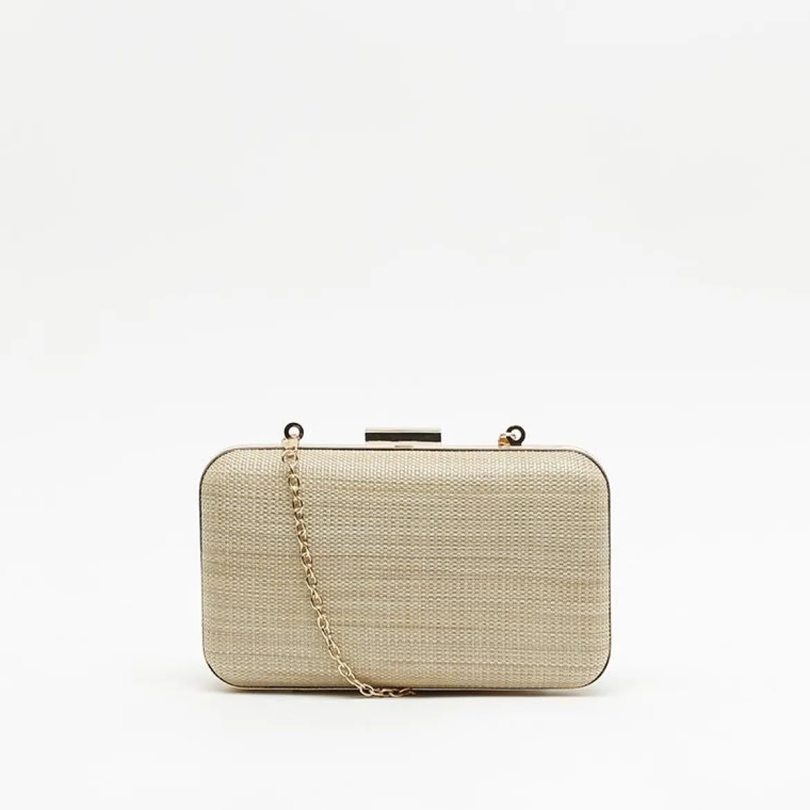 Bolso de fiesta efecto rafia con correa