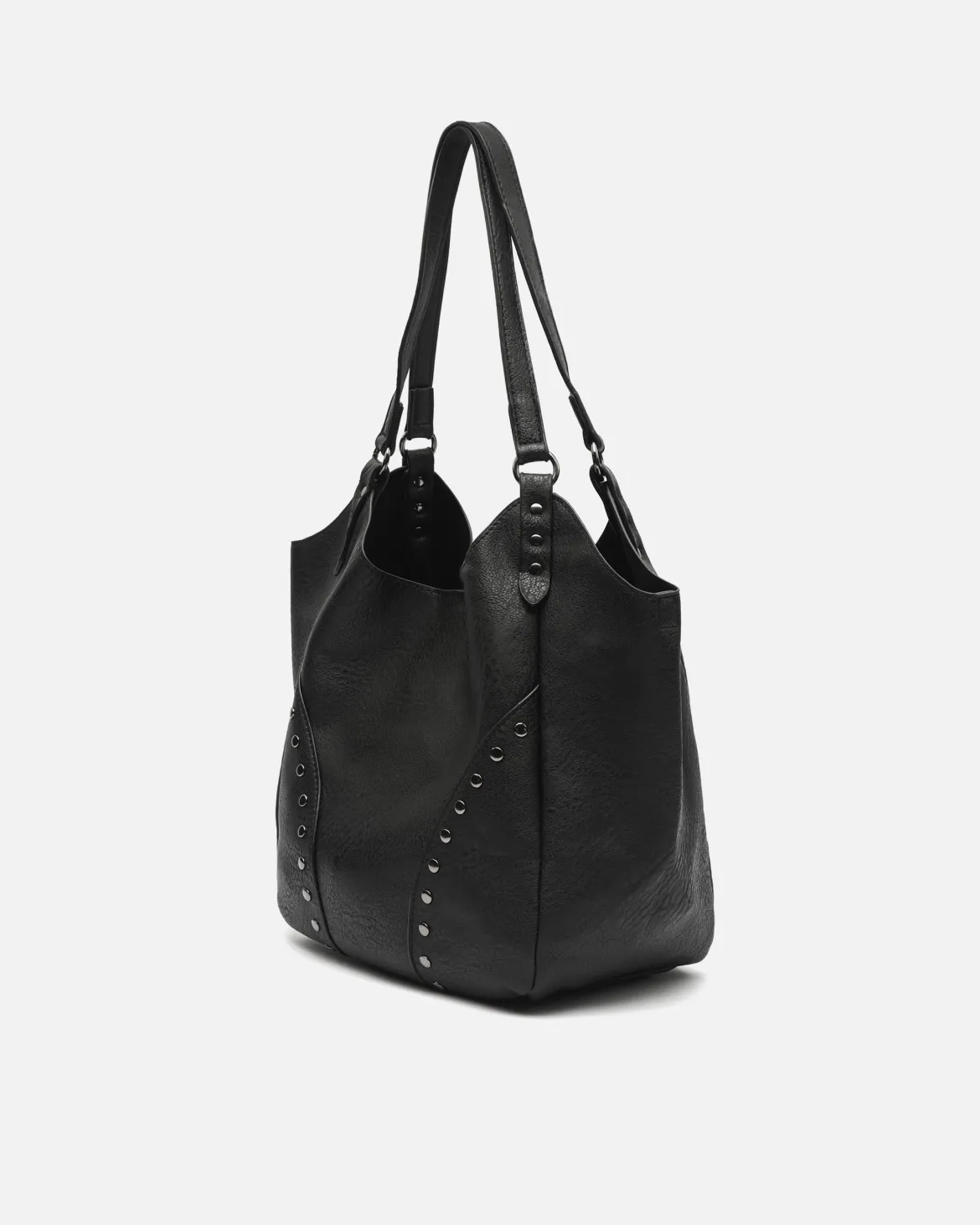 Bolso de hombro con neceser extraíble y detalles metálicos