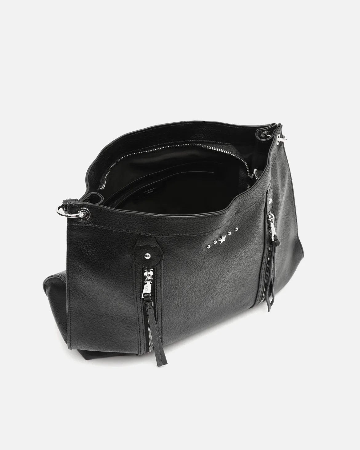 Bolso de hombro grande con detalles metálicos