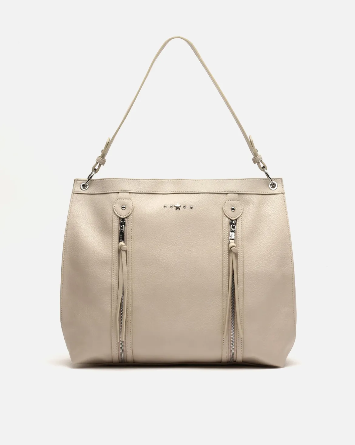 Bolso de hombro grande con detalles metálicos