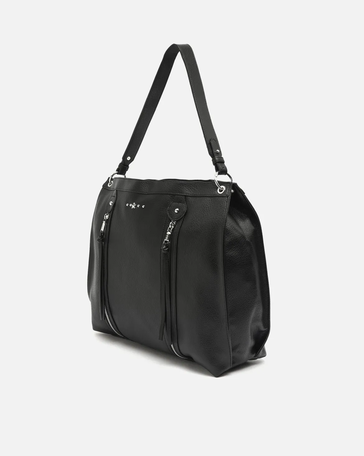 Bolso de hombro grande con detalles metálicos