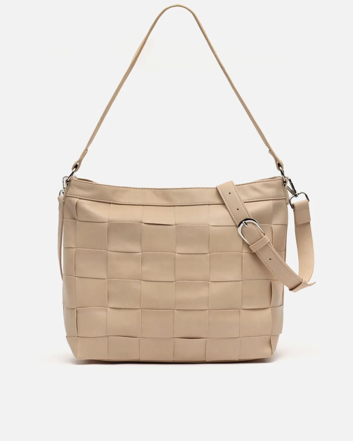 Bolso de hombro trenzado con bandolera extraíble