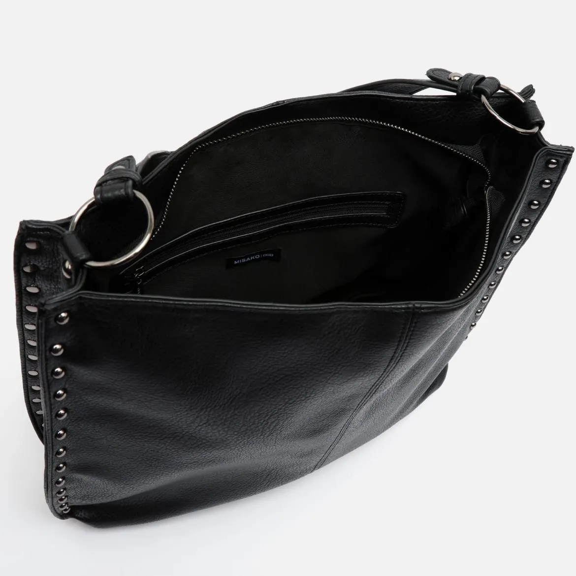 Bolso hobo grande con detalles metálicos
