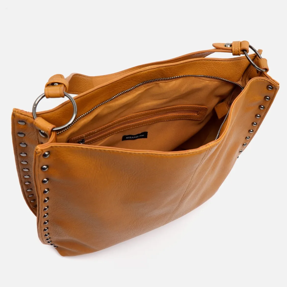 Bolso hobo grande con detalles metálicos