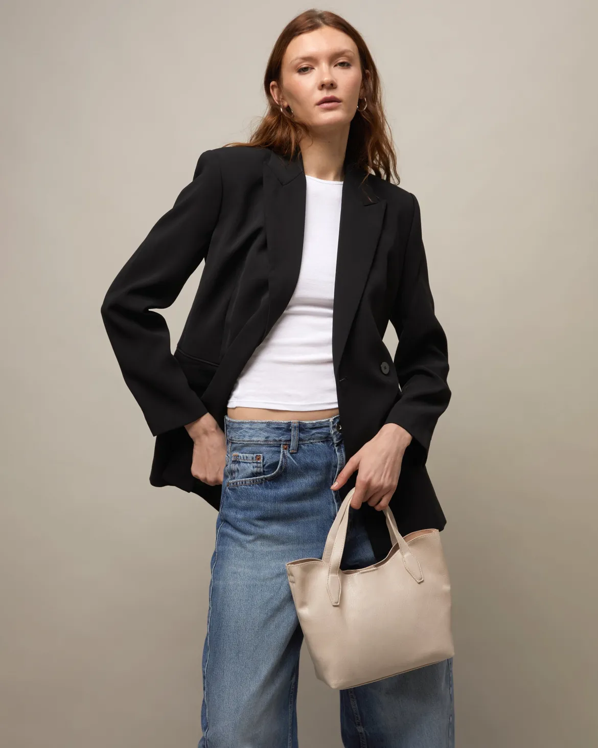Bolso tote pequeño con neceser y asa bandolera extraíble